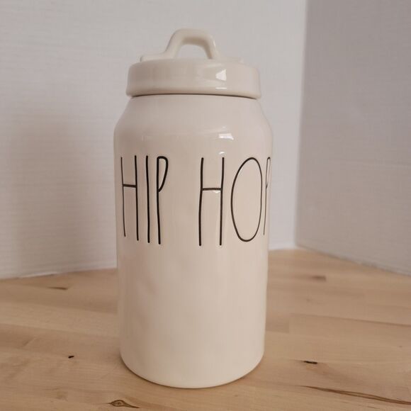 Rae Dunn Other - Rae Dunn 'HIP HOP' Canister Storage Jar White w/ Black Lettering 9 Inches Easter